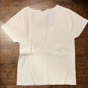 White Ribbed Women's Top